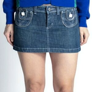 Y2K🔥Dolce & Gabbana❤Love Affair Mini Skirt|Dark Wash Blue Denim